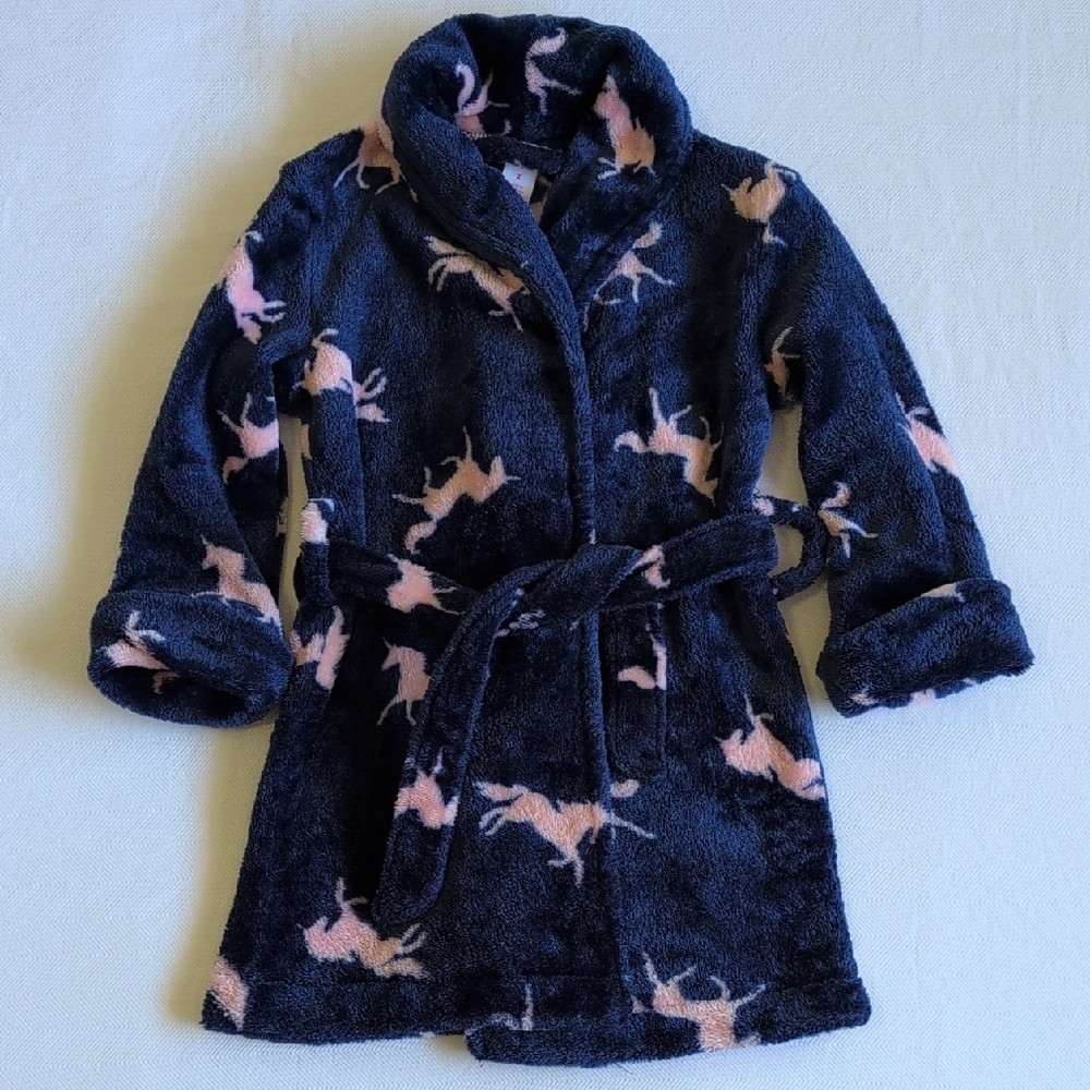 joe fresh unicorn print fluffy robe 2T toddler girls